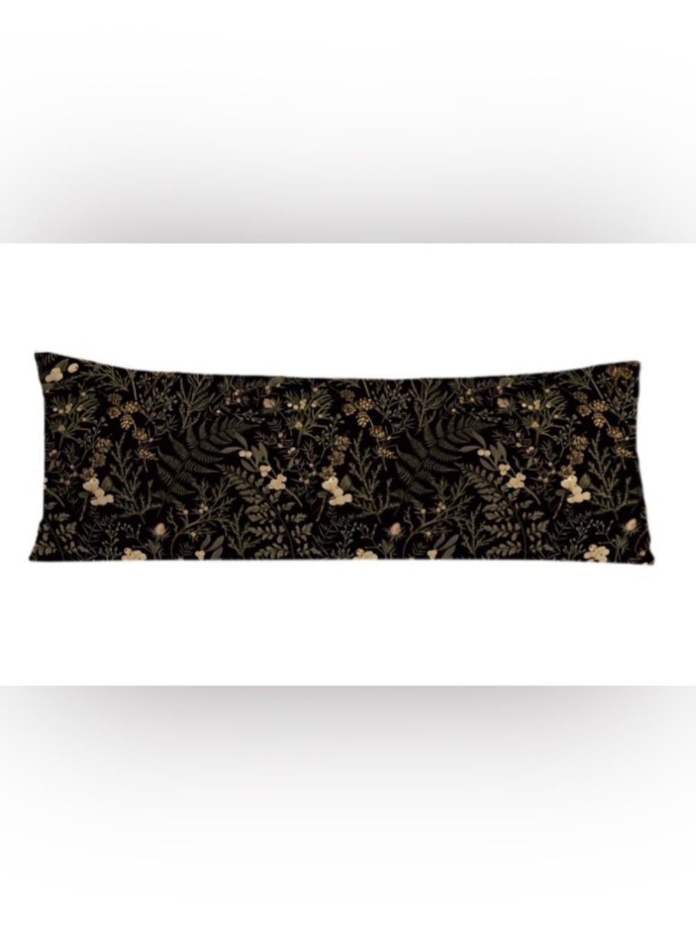 Floral Body Pillow Cover 54x21” - BLACK GOLD